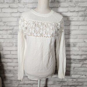 Lux White Knit Crochet Sweater